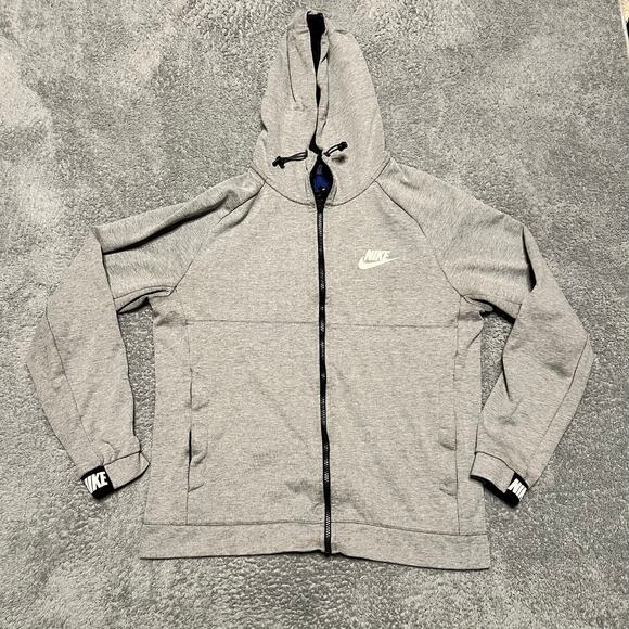 Nike Advance Full Zip Hoodie Jacket Mens Medium Pockets Fleece Gray 861742 Tech - Picture 1 of 9
